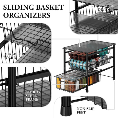 Simple Houseware Stackable Basket Drawer, Chrome