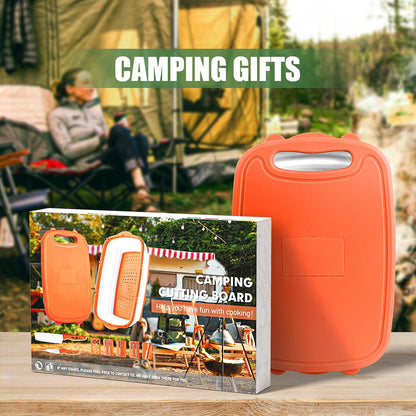9-in-1Collapsible Cutting Board with Colander Wash Basket Camping RV Gift