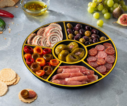 Plasticpro 6 Sectional Round Plastic Serving Tray/Platter (4, Clear)