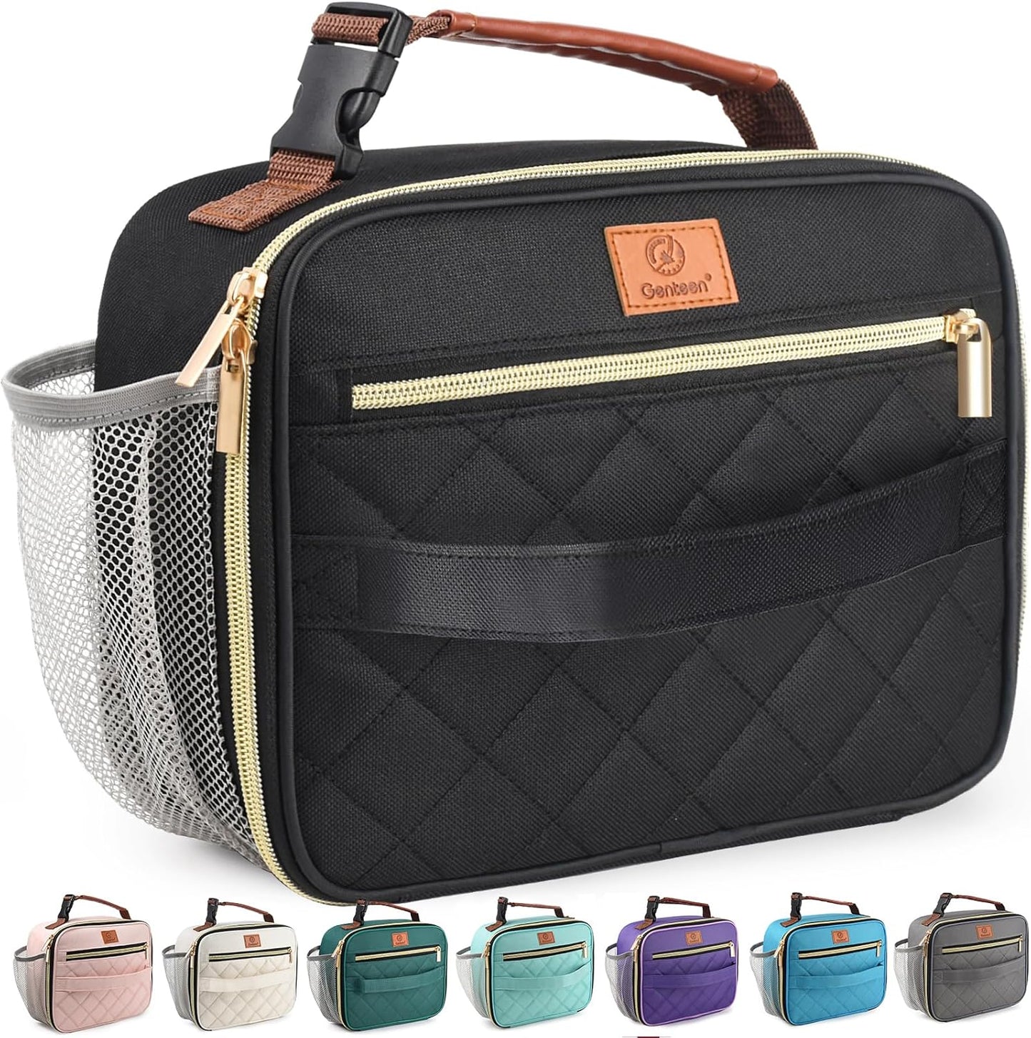 Genteen Lunch Box for Kids, Boys - Insulated Small LunchBox Reusable, Zip Closure & Buckle Handle, Portable Cooler for Work, School, Travel (Lake Green)