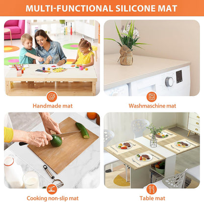 Silicone Mat Roll - Silicone Mats for Kitchen Counter, Heat Resistant Countertop Protector, Non-Slip Table Mat Desk Saver Pad, Multi-functional Cuttable Silicone Mat, Craft Mat - 17IN X 5FT