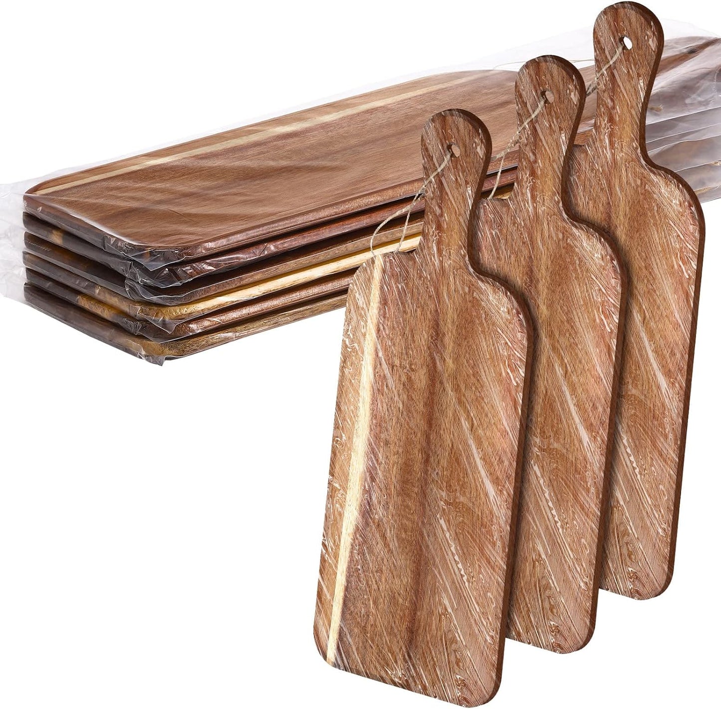 Patelai 6 Pcs 15 x 7 Inch Bamboo Cutting Board Set with Handles Laser Engraving Wooden Charcuterie Kitchen Plain Serving Chopping Board Bulk for DIY Housewarming