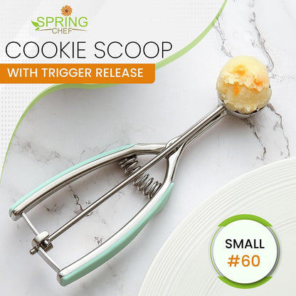 Spring Chef Extra Large Stainless Steel Cookie Scoop, #10, 5.5 Tbsp, Black