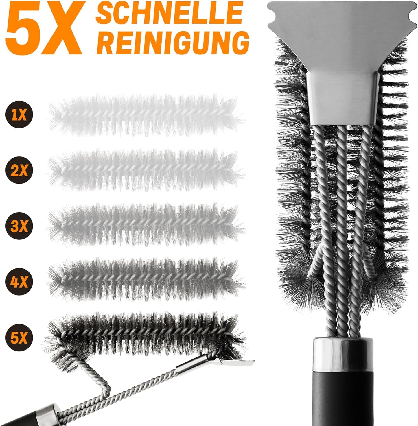 Grill Brush Bristle Free with Scraper, 22" Steam Grill Brush for Outdoor Grill, Replaceable Cleaning Head, Grill Cleaner for Cast Iron/Stainless Steel Grates - Green