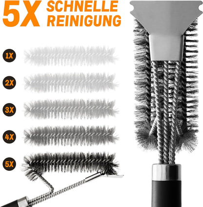 Grill Brush Bristle Free with Scraper, 22" Steam Grill Brush for Outdoor Grill, Replaceable Cleaning Head, Grill Cleaner for Cast Iron/Stainless Steel Grates - Green