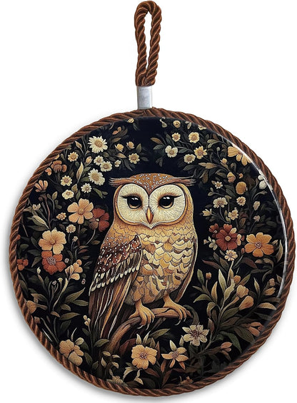 Vintage Owl Flower Ceramic Trivets for Hot Dishes