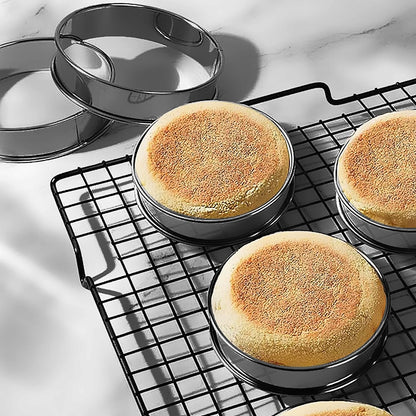 4Pk Crumpet Rings 3.75" Nonstick Egg Ring English Muffin Mold