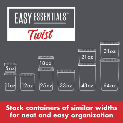 LOCK & LOCK Easy Essentials Twist Food Storage lids/Airtight containers, BPA Free, Tall-30.4oz Clear