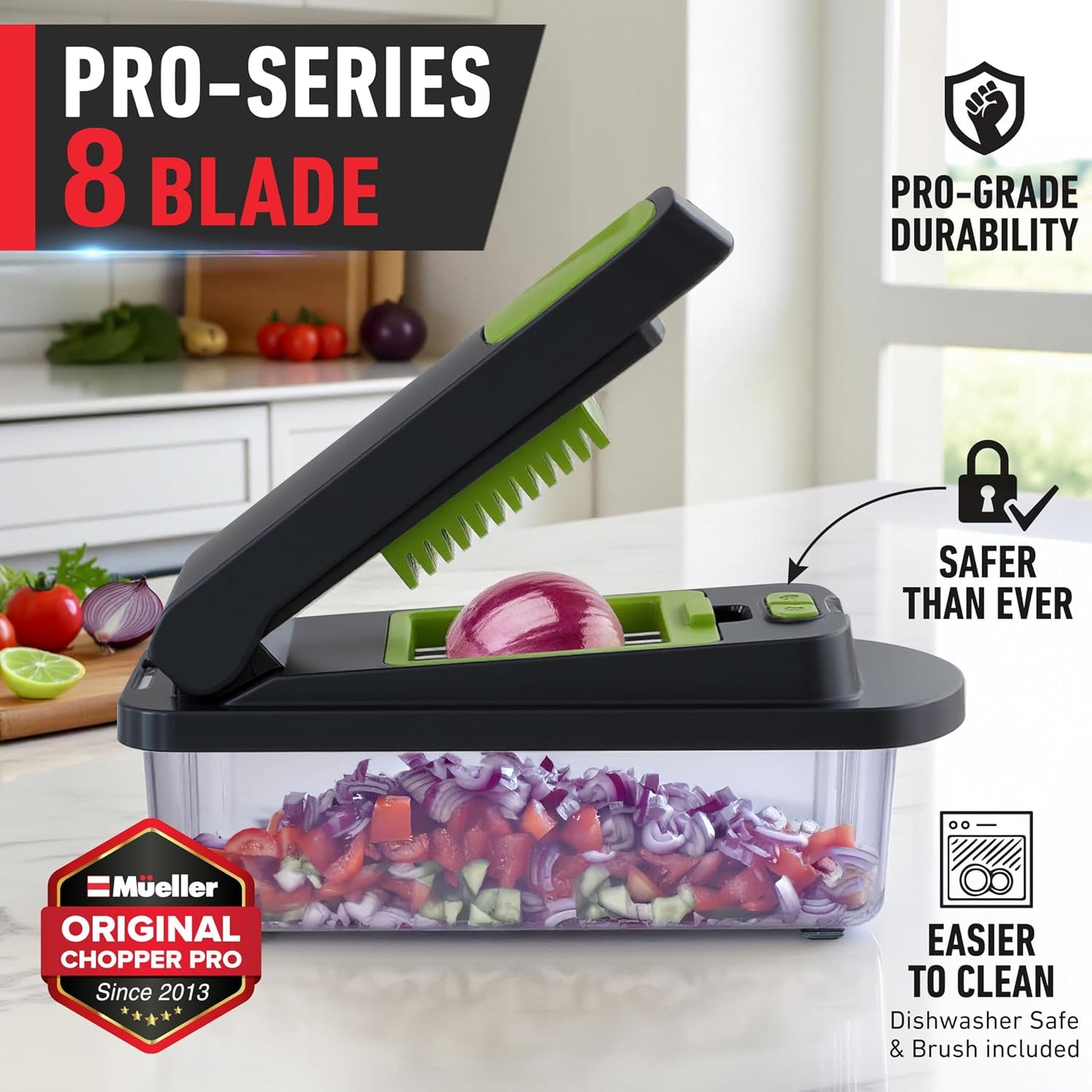 MUELLER HOME Pro-Series 10-in-1 Stainless Steel Multi Vegetable Chopper