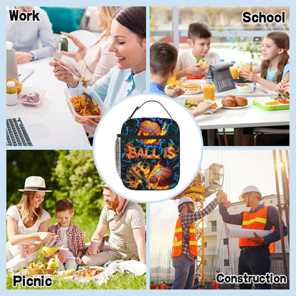 Boys Lunch Box for School Insulated Football Lunch Bag for Kid Boys Girls Teen Bento Boxes to School Office Picnic Travel Hiking Lunchbag Waterproof Leakproof with Adjustable Shoulder Strap
