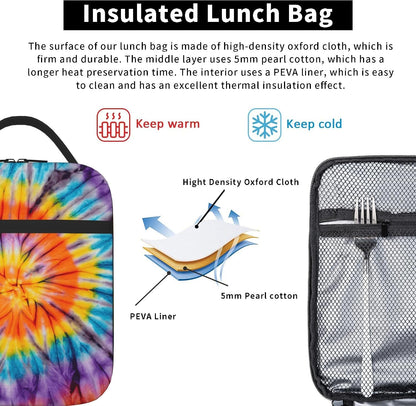 Dinosaur Volcano Insulated Lunch Bag for Women & Men, Reusable Leak-Proof Lunch Box with Cooler Compartment, Lunch Tote for Adults Work Travel Picnic Durable & Washable