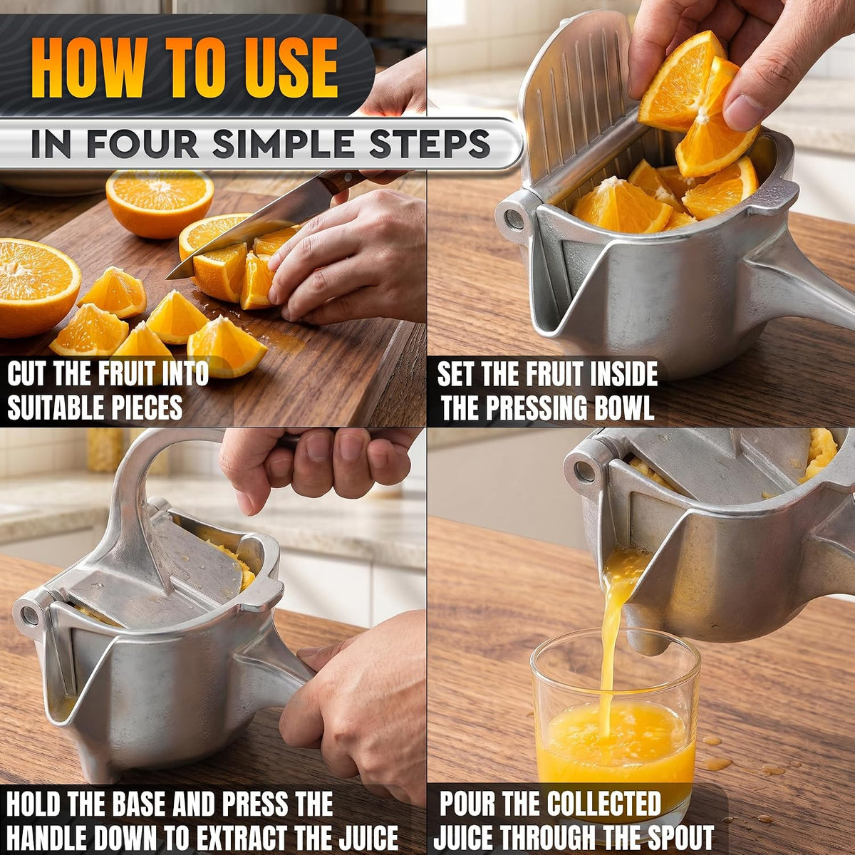 Fold-Flat Heavy Duty Handheld Lemon Squeezer Stainless Steel