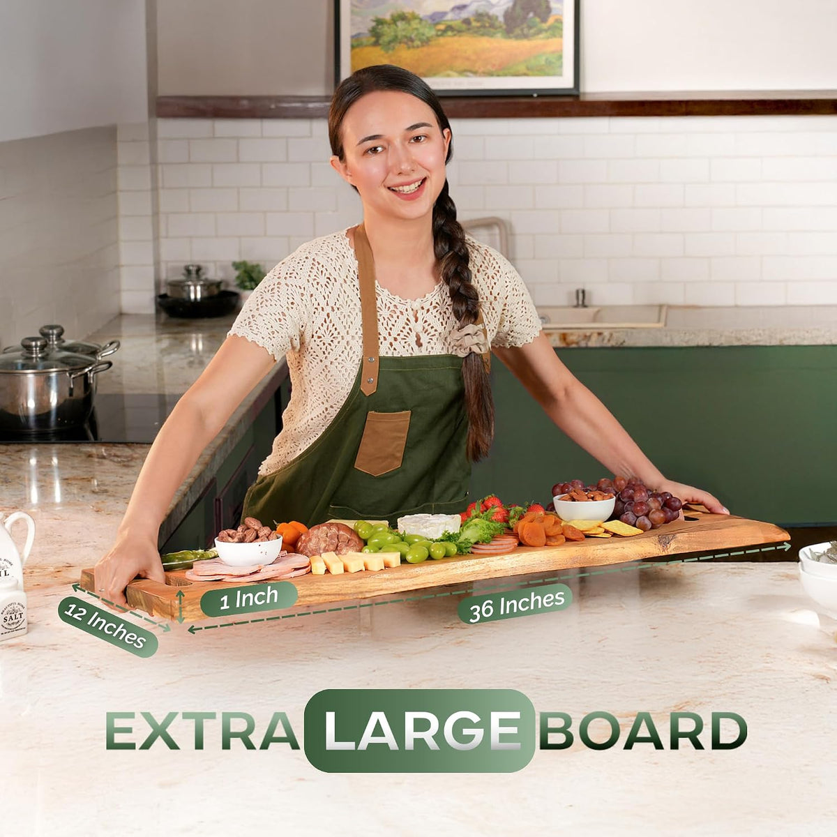 Solid Acacia Wood 20"x15" Large Cutting Board Butcher Block
