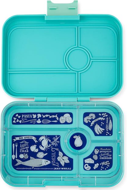 Yumbox Tapas Leakproof Bento Box, 5 Compartments, Antibes Blue | Large Capacity Design | Removable Compartment Tray | Easy-Open Single Latch | Ideal for Teens & Adults | Dishwasher-Safe Tray