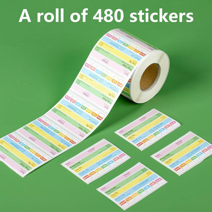 480Pcs Food Rotation Labels for Restaurant Self-Adhesive Removable Expiration Date Stickers for Reusable Containers Kitchen Supplies 3 X 2inch
