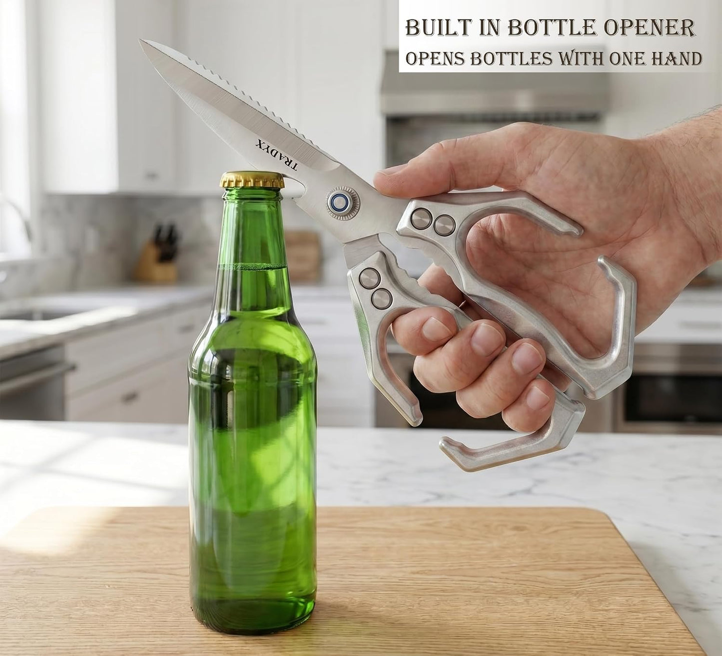 Kitchen Scissors All Purpose Heavy Duty, 3Cr14 Stainless Steel Blades with Cast Aluminum Handle, Detachable Poultry Shears for Cutting Chicken Meat Fish Vegetables