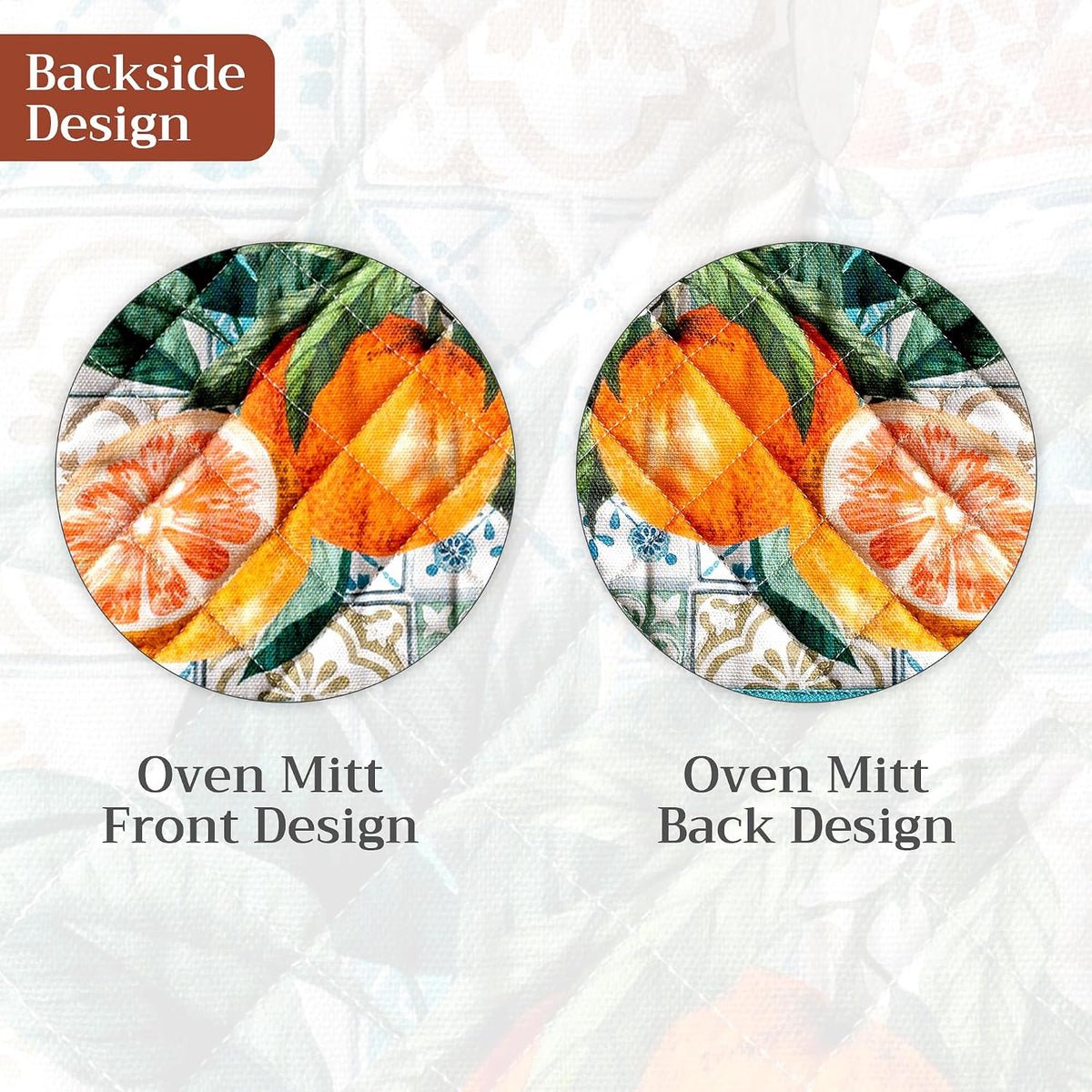 Maison d' Hermine 100% Cotton Oven Mitt & Pot Holder Set (7.5"x13" & 8"x8") - Colors C