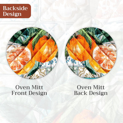 Maison d' Hermine 100% Cotton Oven Mitt & Pot Holder Set (7.5"x13" & 8"x8") - Colors C