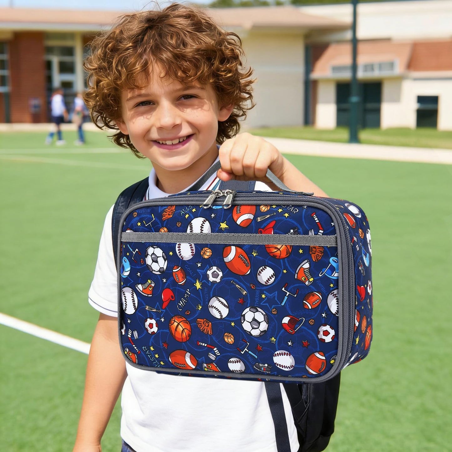 FlowFly Kids Lunch box Insulated Soft Bag Mini Cooler Back to School Thermal Meal Tote Kit for Girls, Boys, Black