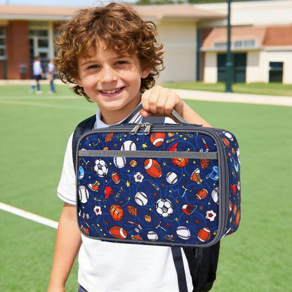 FlowFly Kids Lunch box Insulated Soft Bag Mini Cooler Back to School Thermal Meal Tote Kit for Girls, Boys, Black