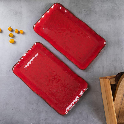 LEHAHA Grilling Prep and Serve Trays, BBQ Serving Platter, Melamine Serving Trays for Food, Set of 2, Great Gift for Father's Day, BBQ Lovers, Prefect for Chrismas Festival and Everyday use.