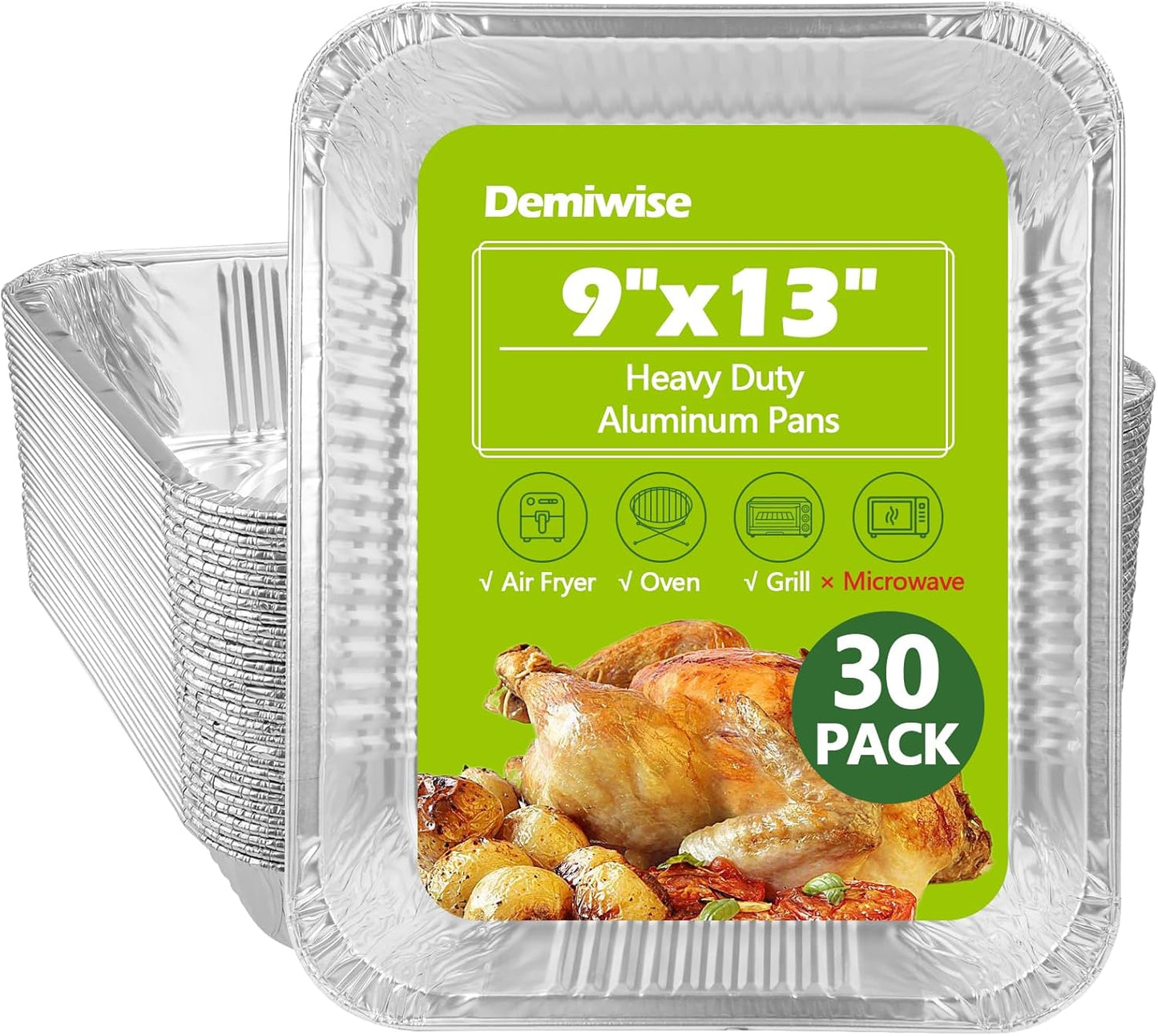 Thickened 35 Pack Heavy Duty Aluminum Pans, 8x8 Small Disposable Aluminum Baking Pans, Square Tin Foil Roasting Tray for Cooking, Meal Prep, Catering, Events, Carton Packaging