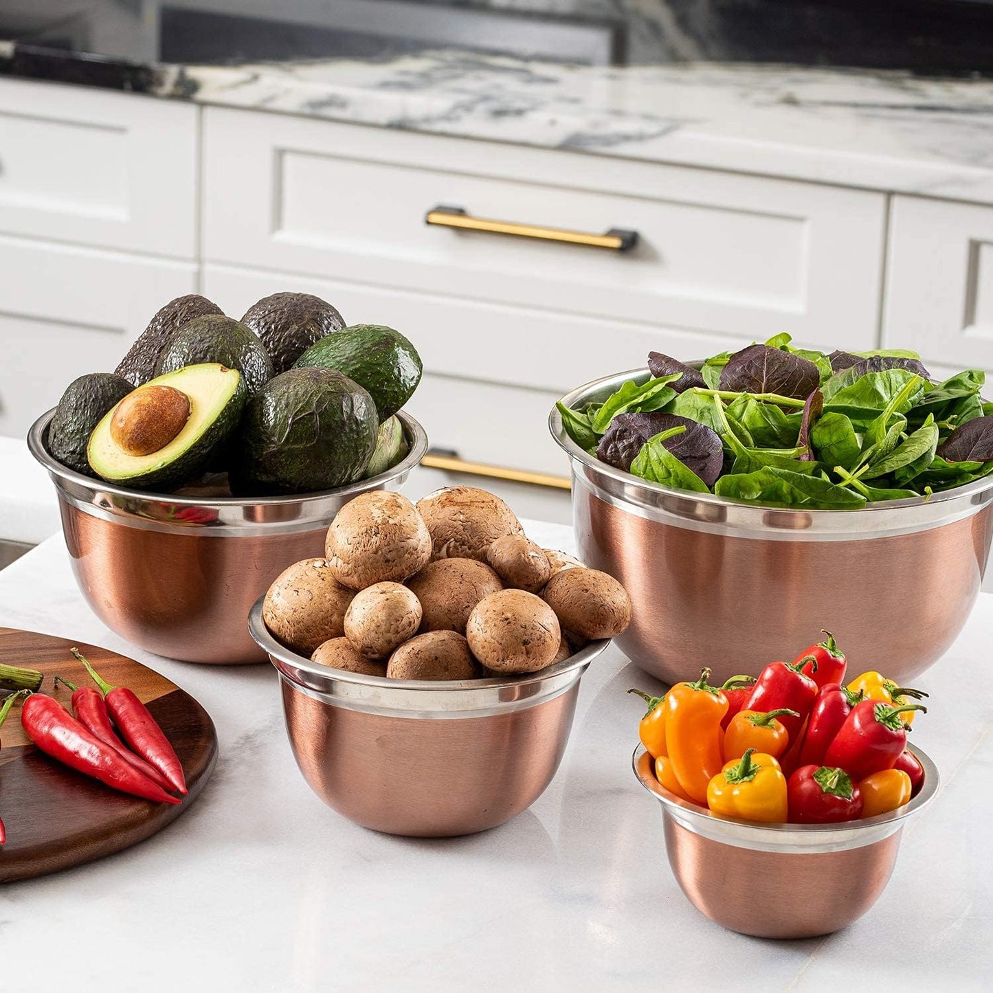 Stainless Steel Mixing Bowls-4 Pc set- Stackable Nesting Bowls - Polished Matte Finish - Cookware Set