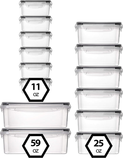 fullstar 50-Piece Plastic Food Storage Containers with Lids (24 Containers & 24 Lids) - Leakproof, BPA-Free, Meal Prep Containers, Reusable Lunch Storage Set for Kitchen Organization (Pack of 50)