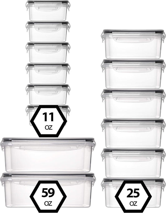 fullstar 50-Piece Plastic Food Storage Containers with Lids (24 Containers & 24 Lids) - Leakproof, BPA-Free, Meal Prep Containers, Reusable Lunch Storage Set for Kitchen Organization (Pack of 50)