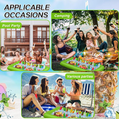 Leitee Inflatable Serving Bar with Drain Plug 52 x 24 x 5'' Inflatable Ice Serving Buffet Bar for Party Food Cooler Buffet Drink(Black,Basic Style)