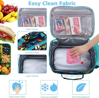 RHCPFOVR Kids Lunch Bag - Insulated Lunch Box for Boys Girls,Washable Lunch Bag and Reusable Toddler Leak-proof Lunchbox for School and Daycare - Colors B