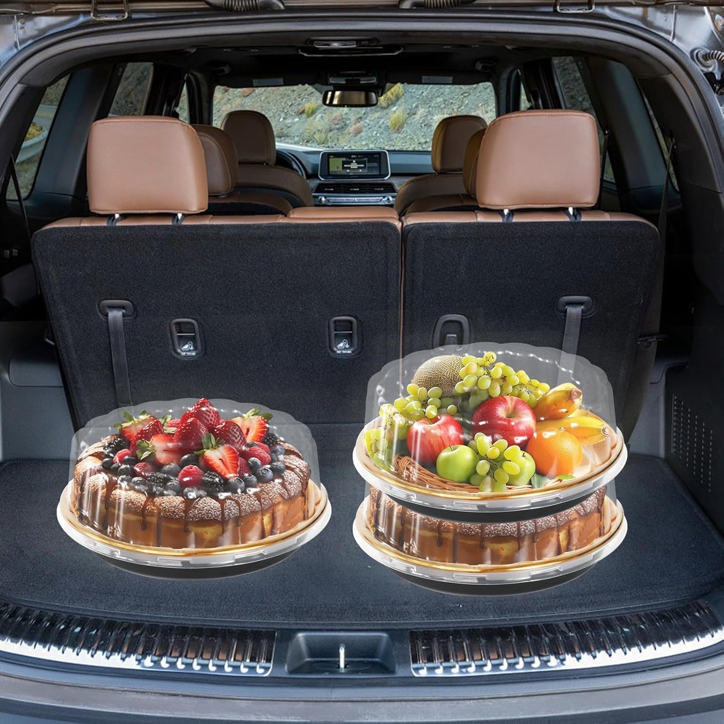 5pcs Round Cake Pies Carriers 11 Inch Plastic Disposable Cake Containers with Dome Lids Clear Bundt Cake Boxes Sandwich Trays