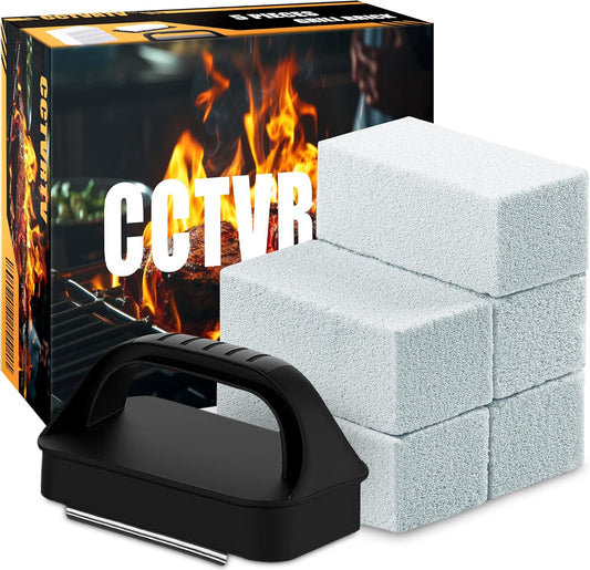 Heavy Duty Griddle Cleaning Brick with Handle, Grill Cleaner for Cleaning Flat top, Pumice Griddle Cleaning Stone Removing Stains for BBQ, Swimming Pool, Sink (5 Pack)