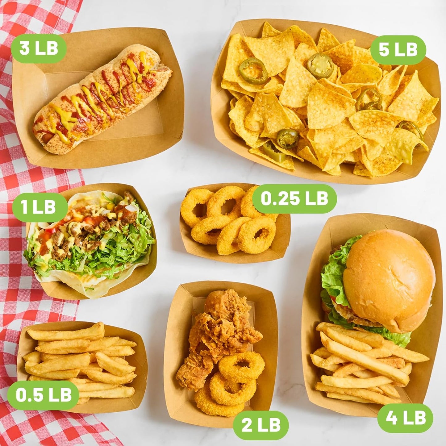 ZORRITA 2 Lb Paper Food Trays - 100 Pack Disposable Nacho Trays Brown Food Boats Take Out Basket Holders for Serving Party Snacks Hot Dogs Tacos Fries
