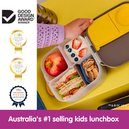 b.box Mini Lunch Box 2-Pack, Leak Proof Bento Box for Kids, 3 Compartment Snack Containers Ages 3+, Lunchbox for Daycare + School, Dishwasher Safe, BPA-Free, PFAS-Free, 4.25 Cup - Blue + Green