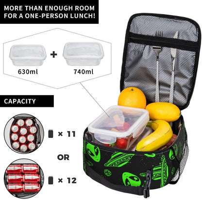 Black Cat Reusable Lunch Box Food Bag Insulated Lunch Bag for Teenage Boys Girls School Beach