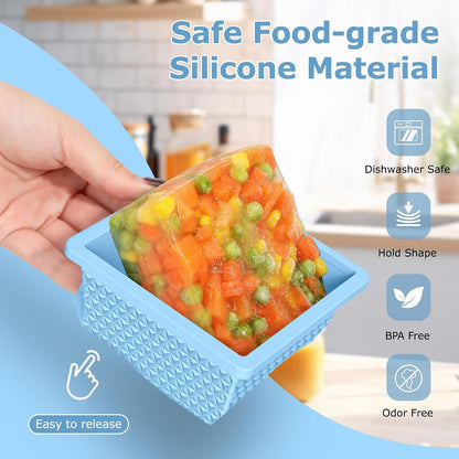 Silicone Freezer Molds for Soup Cube - 2-Cup Freezer Storage Container Tray with Lid,4 Pack Stackable Ice Cube Trays for Portion Control,Food Storage Meal Prep,Oven & Dishwasher Safe