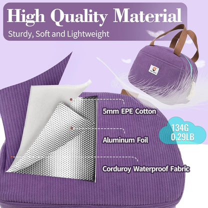 CaCTOUR Lunch Box for Women Girls Teens,Cute Lunch Box Cooler Bag, Portable Insulated Small Lunch Bag Women Reusable Corduroy Lunch Tote for Work/Travel/Picnic/School (Dog Green,Small)