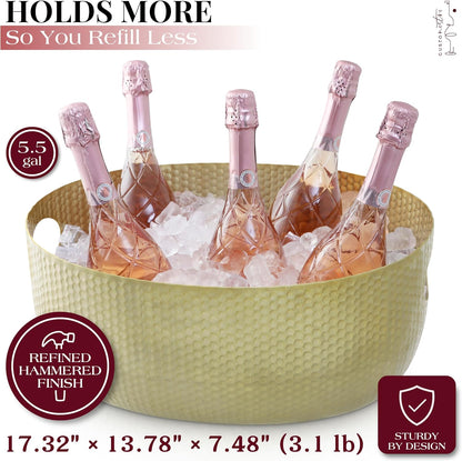 Gusto Nostro Large Beverage Tub for Parties - Metal Tub for Wine Bottles,Champagne,Beers - High Capacity Ice Bucket for Drinks - Extra Large Ice Buckets for Parties (22 qt) Outdoor Party Drink Bucket