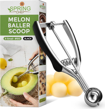 Spring Chef Extra Large Stainless Steel Cookie Scoop, #10, 5.5 Tbsp, Black