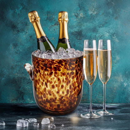 Remerry 1 Pcs Tortoise Pattern Ice Bucket Glass 6.6 Inch Diameter Chiller Beverage Tub Cocktail Home Bar Accessories, Wine, Beer Ice Bucket for Drinks and Parties, Champagne Drink Cooler