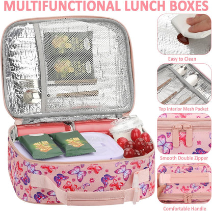Lunch Box Kids Insulated Lunch Bag for Boys Girls Cute Reusable Lunch Tote Bag Waterproof Portable Thermal Lunch Box Kids for School Picnic Travel Black