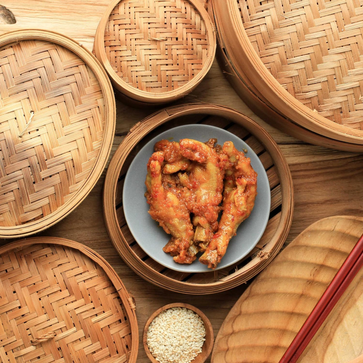 JapanBargain 2224, Large Chinese Bamboo Steamer Steaming Basket for Vegetable Seafood Dim Sum Dumpling Bun Egg, 12-inch