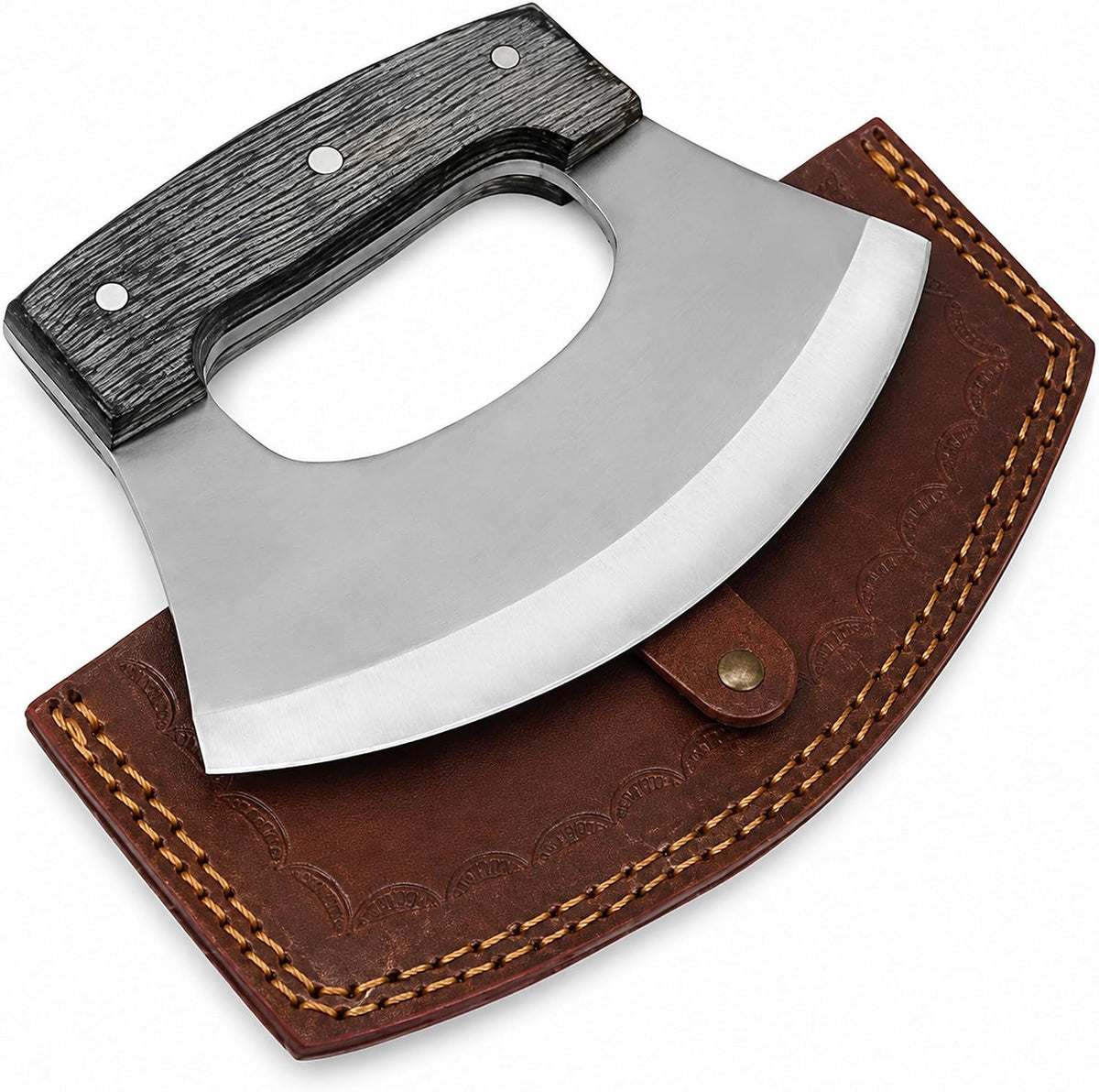 Handmade Ulu Knife Pizza Cutter Mezzaluna Knife
