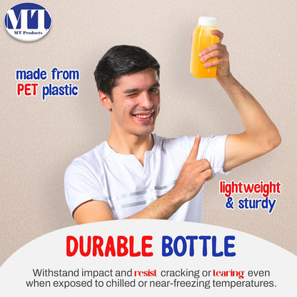MT Products PET Plastic Juice Bottles 16 oz. - Clear Take-Out Containers (Pack of 12) - Made in USA