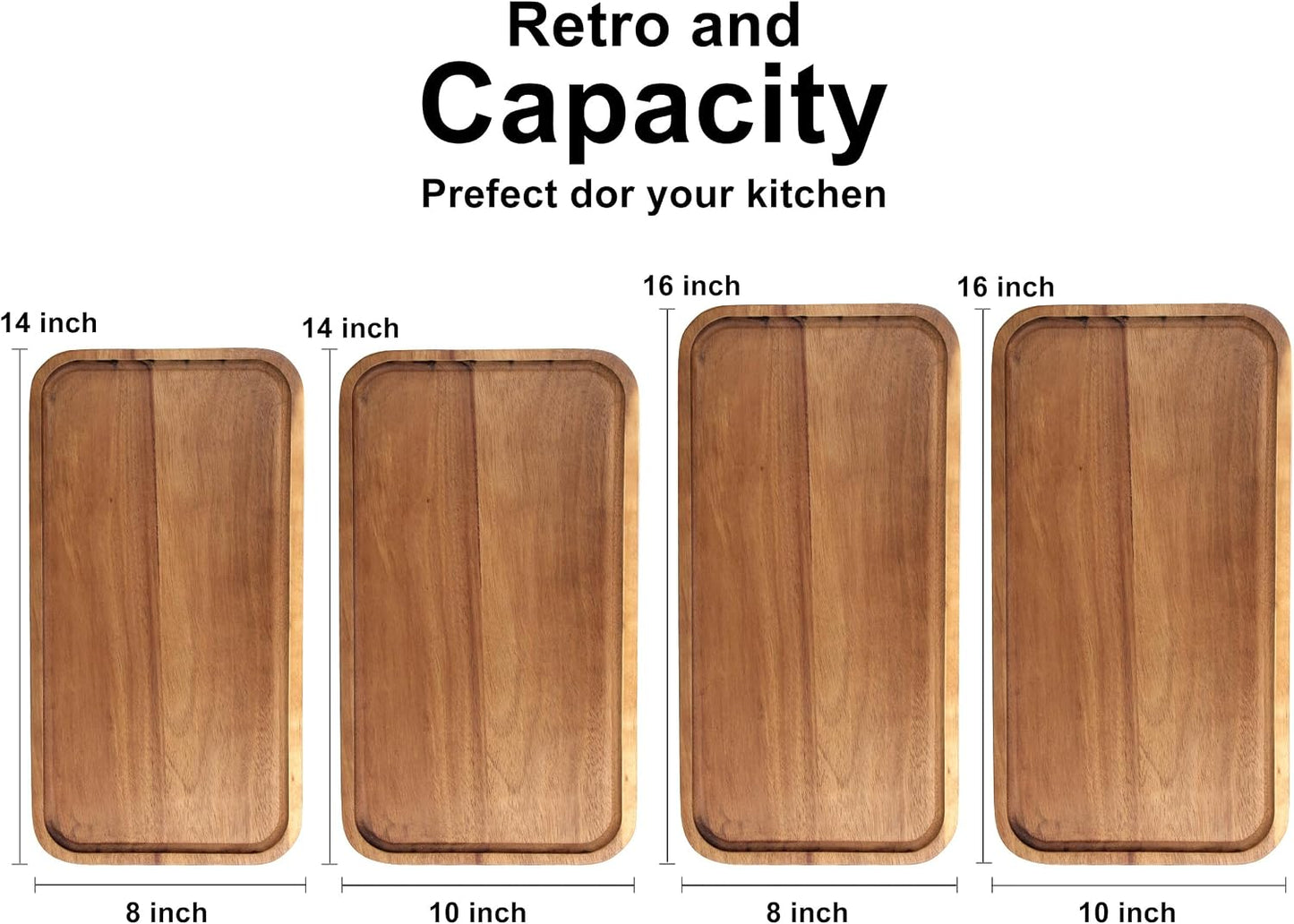 Large Serving Platters Wooden Charcuterie Boards for Party Food Dish Rectangle Acacia Wood Trays Home Decor Cheese Board Snack Appetizer Plates Rectangular Kitchen Dinner Platter Cookie Dessert Tray