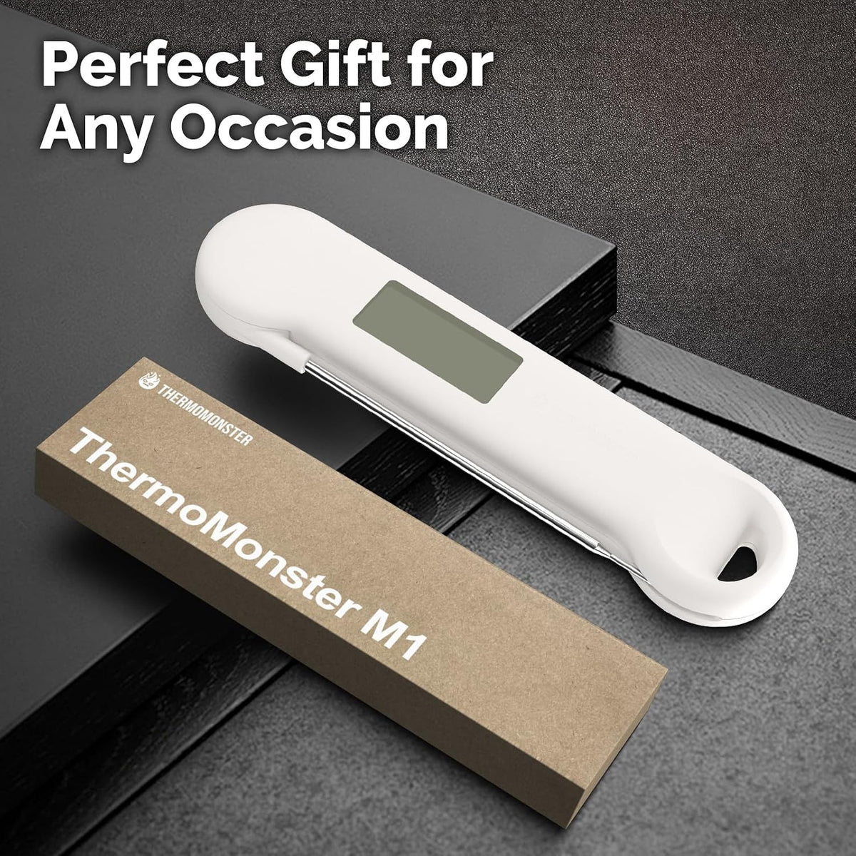 0.5 Sec Instant Read Meat Thermometer Digital for Outdoor Fryer, Black
