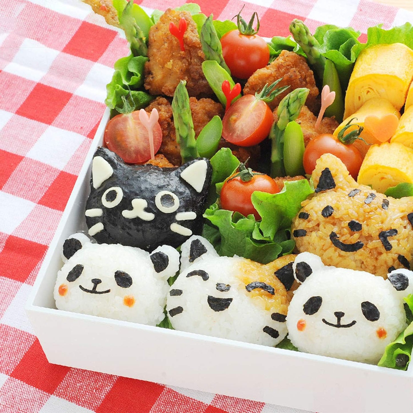VANVENE Small Rice Ball Mold Sets Lovely Cat Pattern DIY Sushi Bento Nori Kitchen Rice Mould DIY Kitchen Tools with Nori Seaweed Punch Cutter for Home Party Kids meal Make