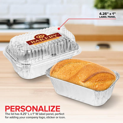 Stock Your Home Aluminum Pans Mini Loaf Pans (50 Pack) 1 Lb Aluminum Foil Tin Pans, Small Loaf Pans – 1 Pound Disposable Baking Pans Perfect for Baking Cakes, Bread Loaves - 6 x 3.5 x 2