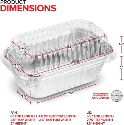 Stock Your Home Aluminum Pans Mini Loaf Pans (50 Pack) 1 Lb Aluminum Foil Tin Pans, Small Loaf Pans – 1 Pound Disposable Baking Pans Perfect for Baking Cakes, Bread Loaves - 6 x 3.5 x 2